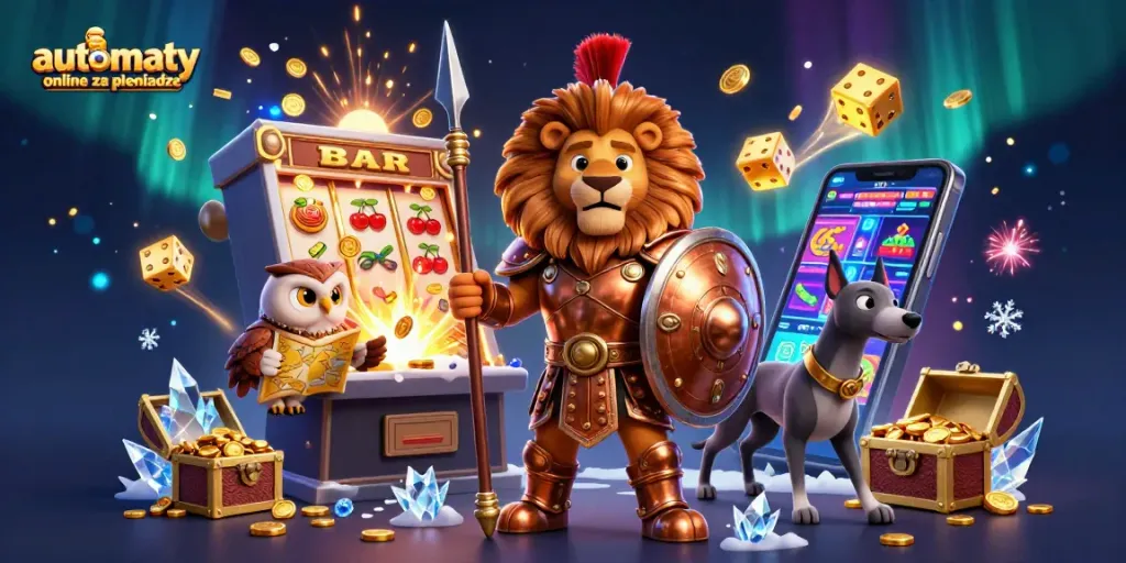 Experience automaty online za pieniadze with strategic gameplay alongside a heroic Spartan lion and friendly characters.