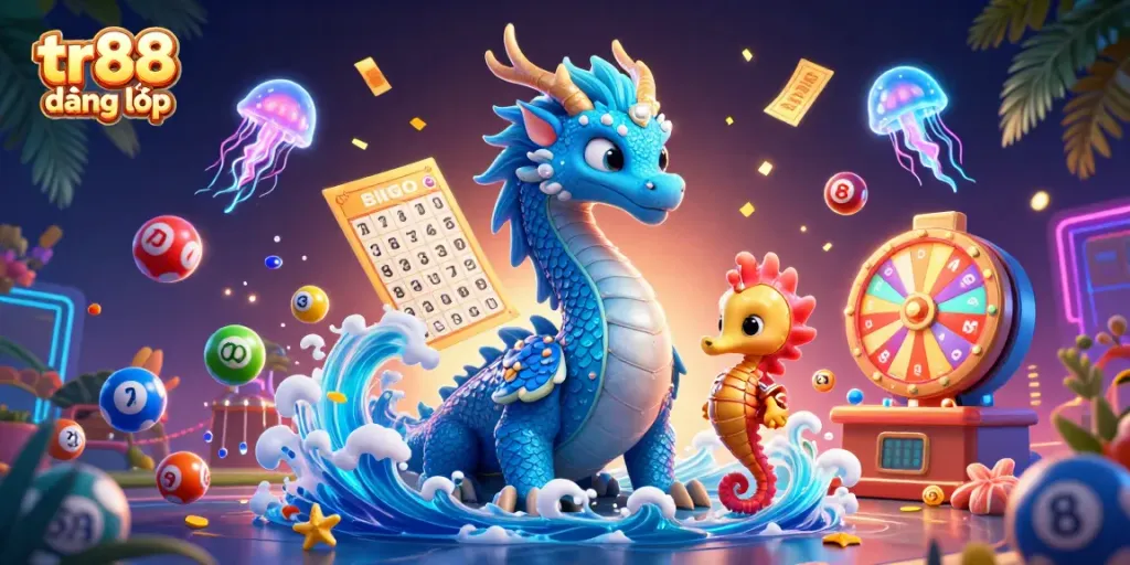 Experience thrilling gameplay with tr88 đăng nhập, featuring a dynamic underwater scene of a dragon and sea knight.