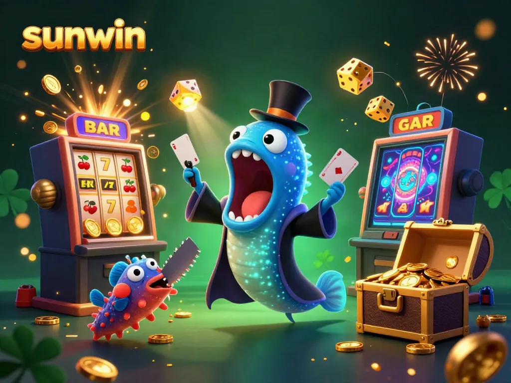Engage in thrilling games at Sunwin with a vibrant underwater casino theme featuring colorful characters and rewards.