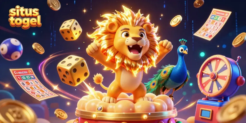 Experience thrilling moments with situs togel in a colorful lottery-themed scene filled with excitement.