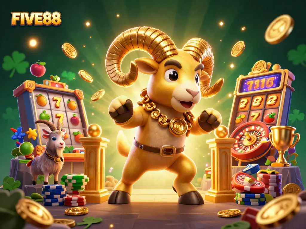 Join the exciting world of FIVE88 where the golden ram symbolizes luck and winning opportunities!