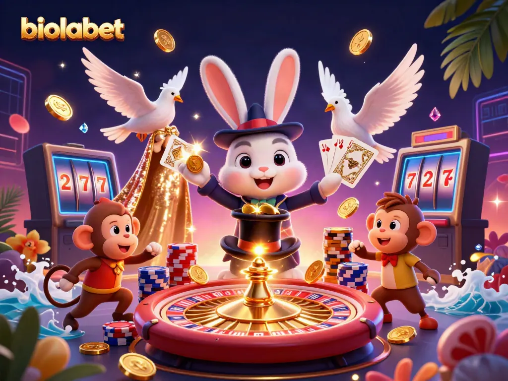 Experience the thrill of winning with biolabet through a magical casino scene featuring legendary characters.