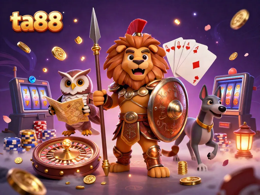 Join the thrilling action at ta88, where vibrant casino elements and heroic characters create an exciting gaming experience.