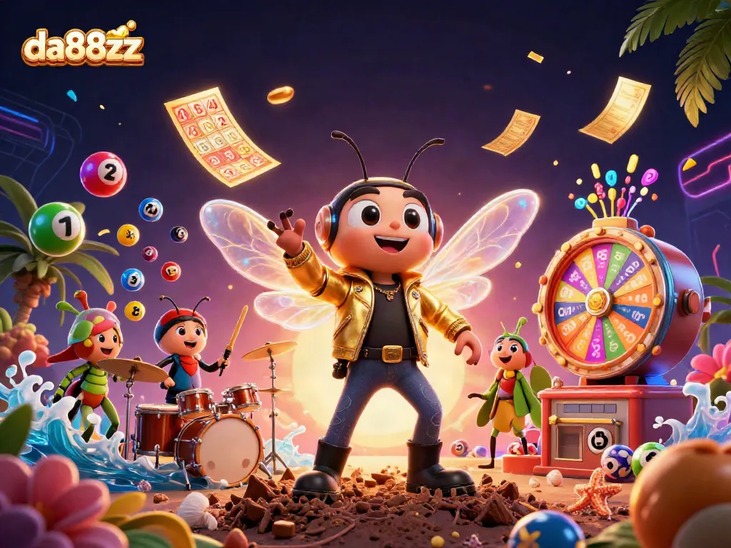 Engage in thrilling gameplay at da88zz with a vibrant casino scene full of lottery excitement.