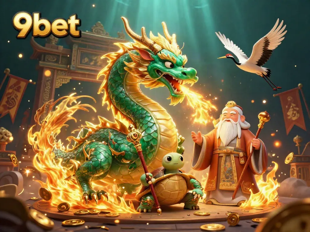 Engage in thrilling gameplay with the 9bet casino dragon and characters active in a vibrant scene.