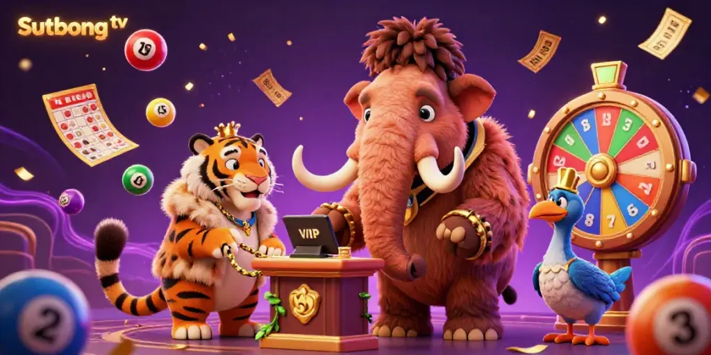 Sutbong tv presents a lively casino scene with unique characters and vibrant gambling elements.
