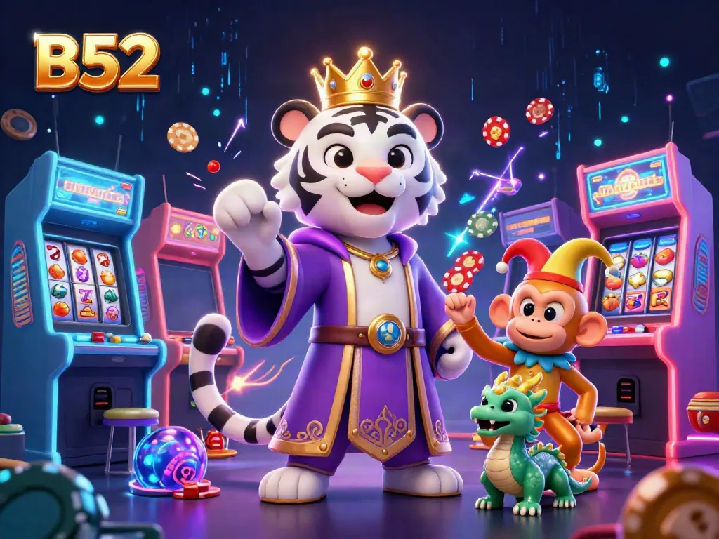 Experience the excitement of B52 casino gaming with vibrant characters and dynamic elements.