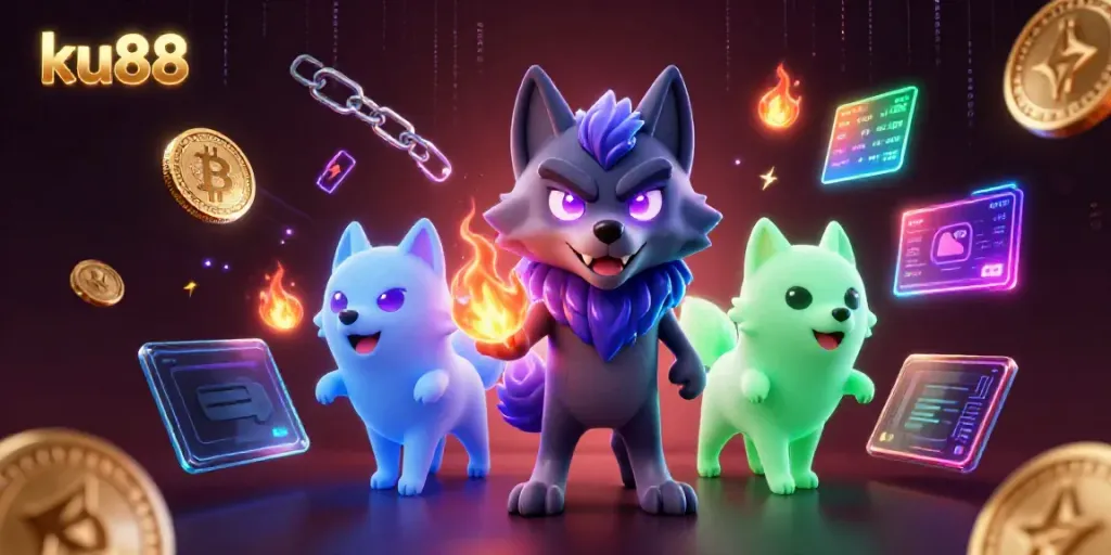 Experience thrilling gaming at ku88 with ghostly wolves and neon crypto coins
