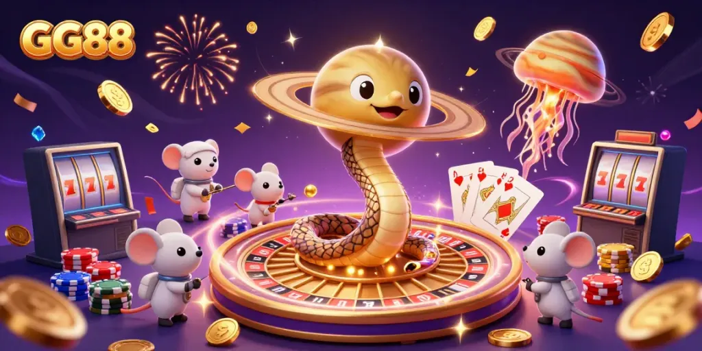 Watch the captivating GG88 gameplay with a Saturn ring snake roulette scene, full of excitement and adventure.