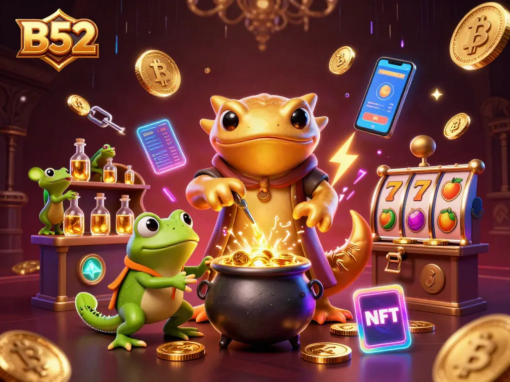 B52 players experience thrilling gameplay with unique slot reels and vibrant golden elements.