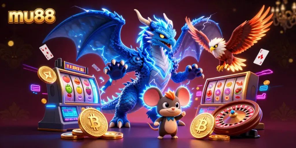 Experience thrilling casino action with mu88's exciting games featuring vibrant characters and elements.