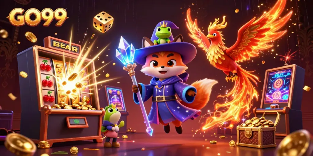Experience GO99's exciting world with a mystical wizard fox and jackpot delights!