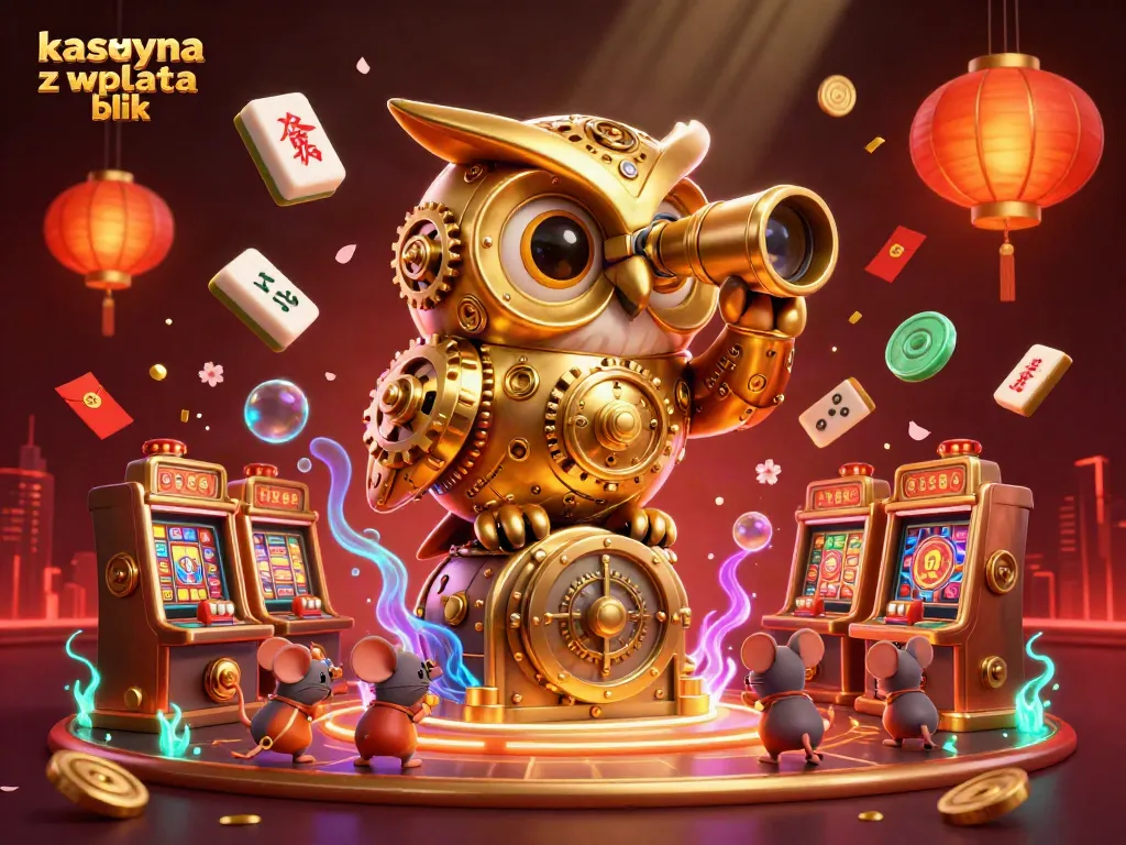 Engage with kasyna z wplata blik in an animated casino scene featuring whimsical characters and festive gaming elements.
