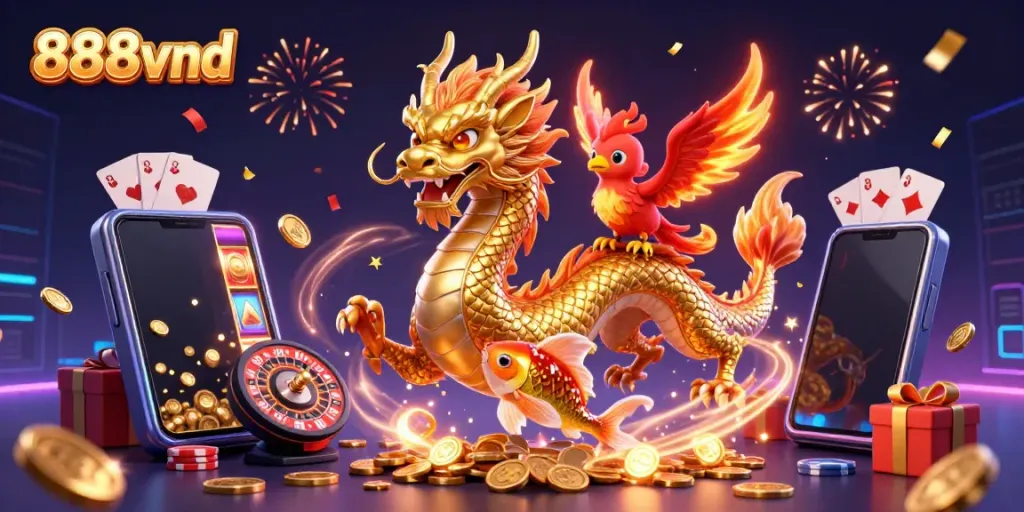 Experience thrilling gaming excitement with 888vnd's vibrant dragon and phoenix capture.
