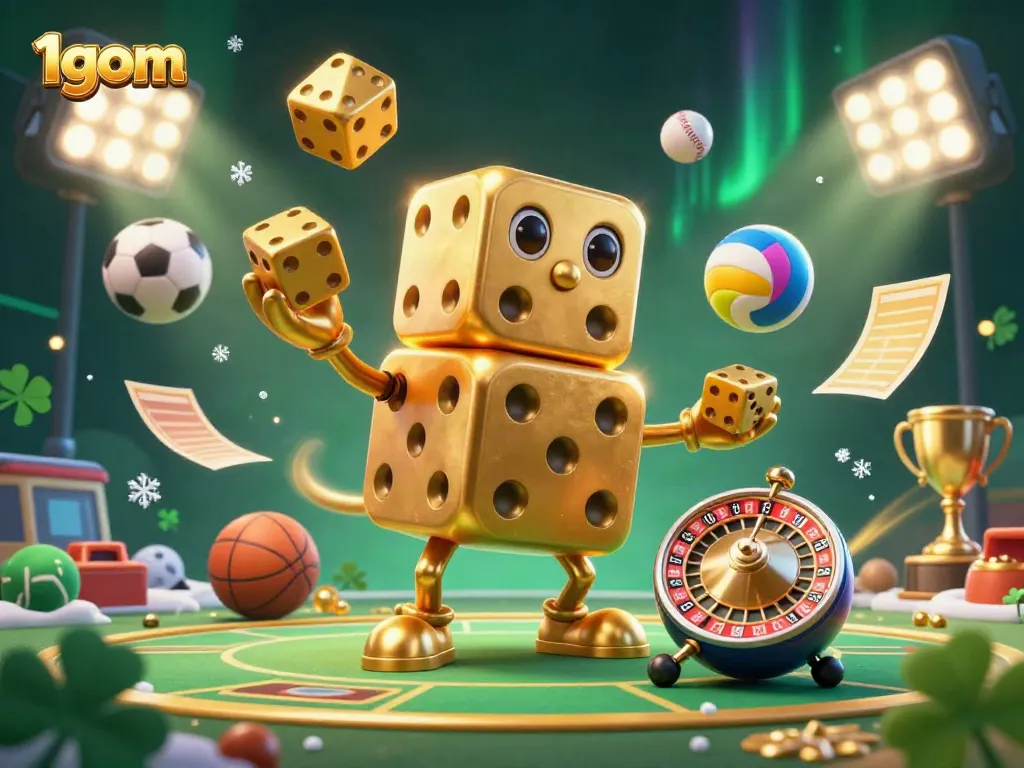 Engage in sports betting excitement with 1gom featuring dynamic characters and vibrant elements.