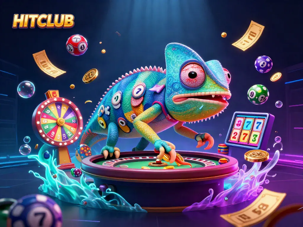 Experience thrilling gameplay at HITCLUB, where vibrant lottery balls and winning reels create excitement.