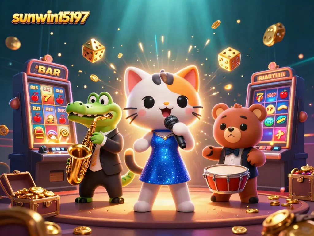 Experience the vibrant entertainment of sunwin15197 with an exciting three-character casino performance.
