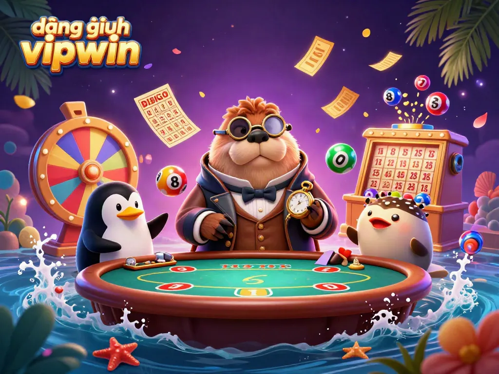 Experience a thrilling casino adventure with đăng nhập vipwin, showcasing vibrant characters playing at an underwater poker table.