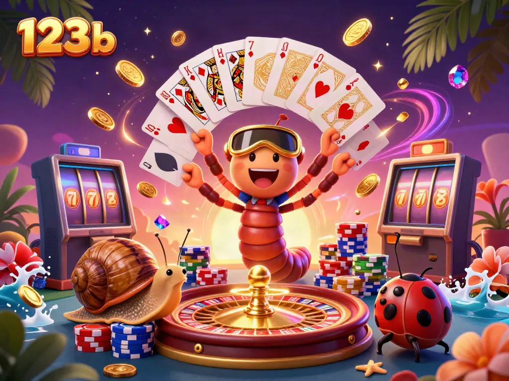 Engage with the vibrant world of 123 b, where a cartoon millipede dealer brings excitement to the casino.