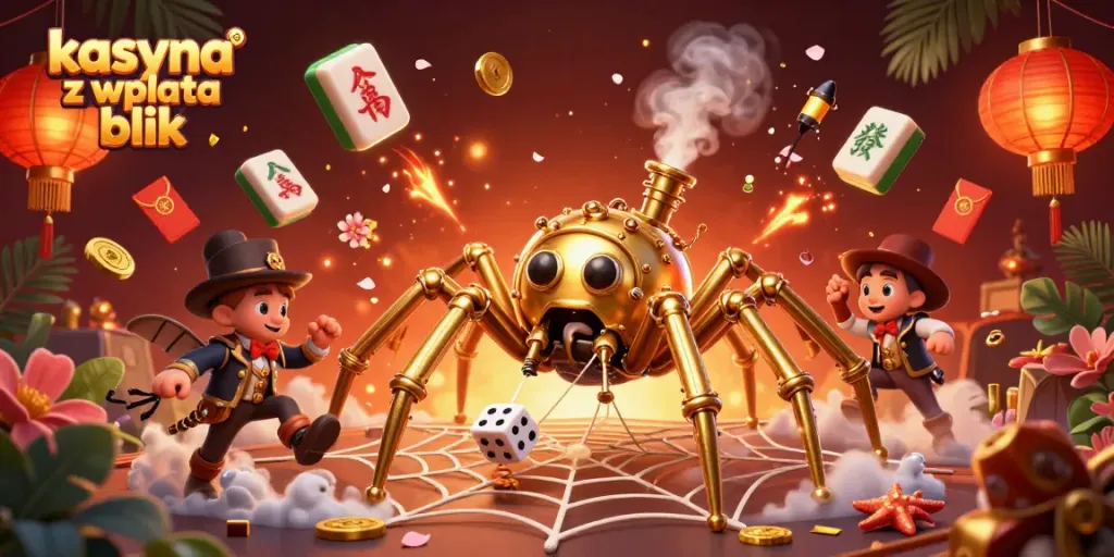 Play and win at kasyna z wplata blik with a vibrant 3D golden spider theme.