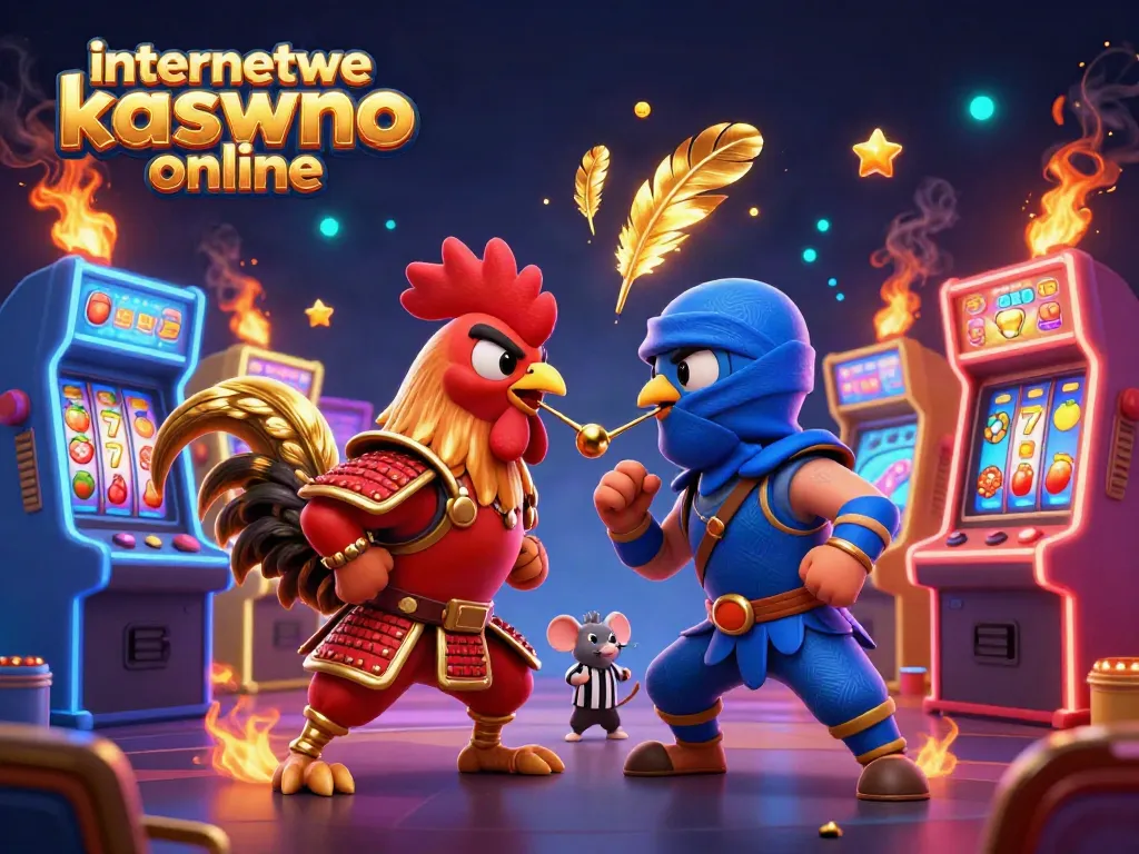 Engage with the thrilling atmosphere of internetowe kasyno online, featuring dynamic roosters and vibrant game elements.
