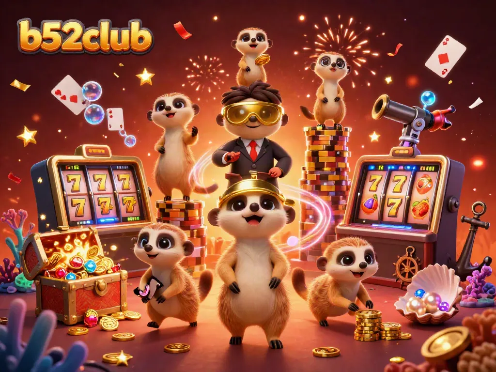 Experience the vibrant action in b52club's electrifying casino atmosphere with immersive 3D meerkat characters.