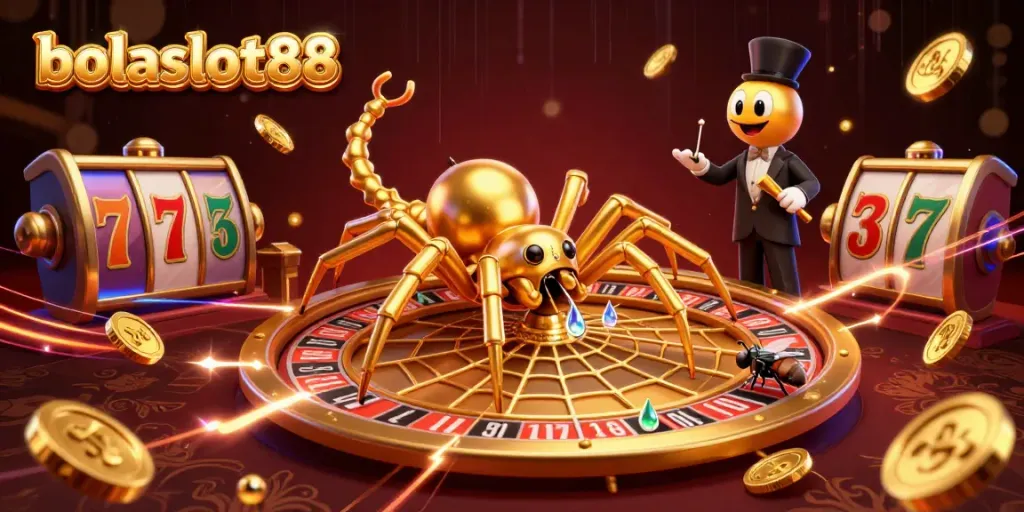 Experience exciting gameplay with bolaslot88 at the vibrant roulette wheel and dynamic slot elements.
