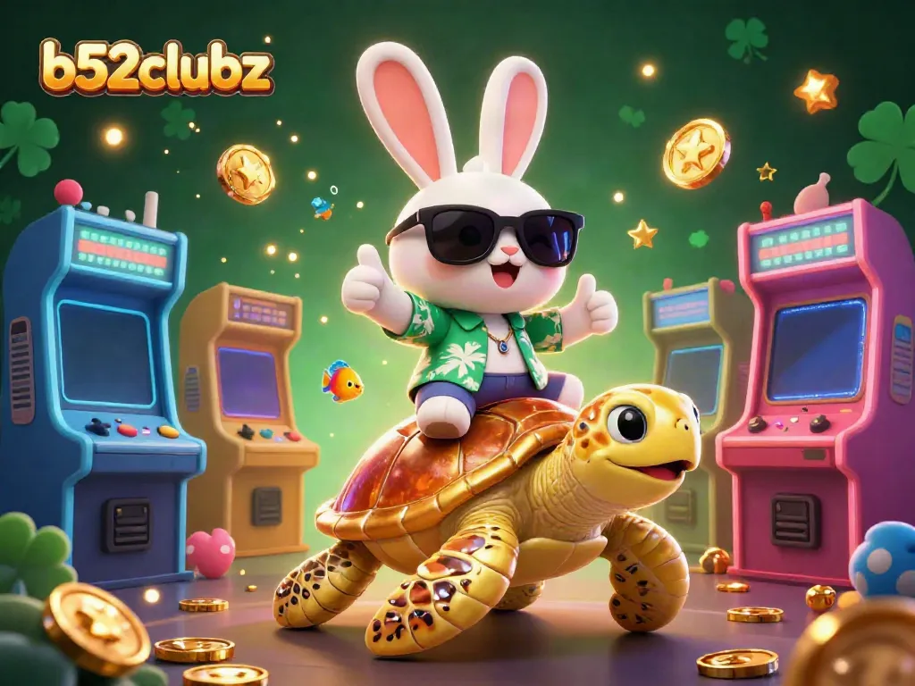 Engage in thrilling gameplay with b52clubz, featuring a lucky rabbit, golden sea turtle, and vibrant casino elements.