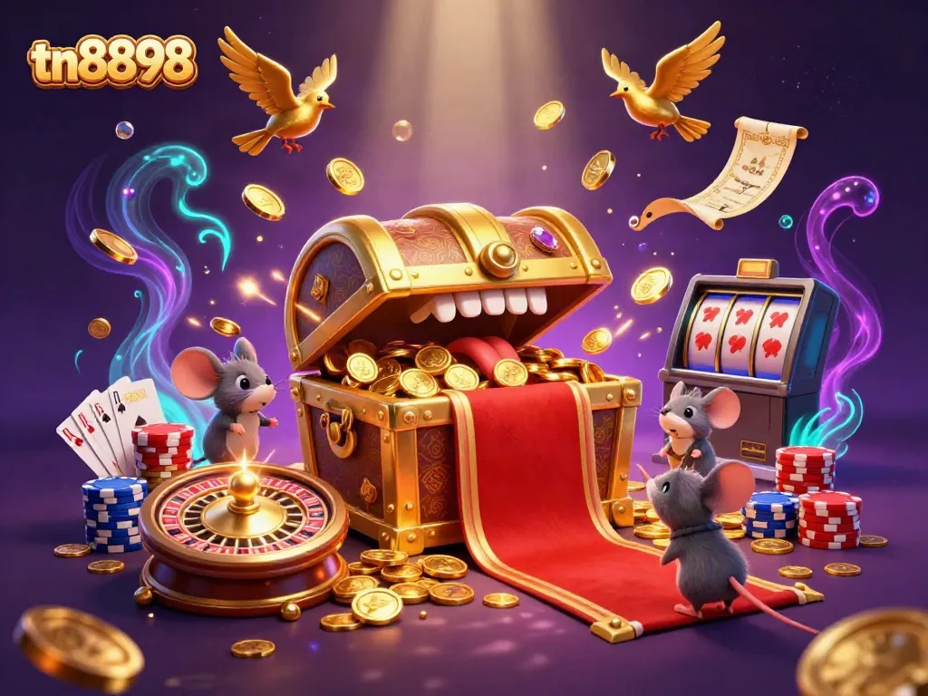 Experience thrilling gameplay at tn8898 with vivid 3D casino elements, captivating treasure scenes, and excitement.