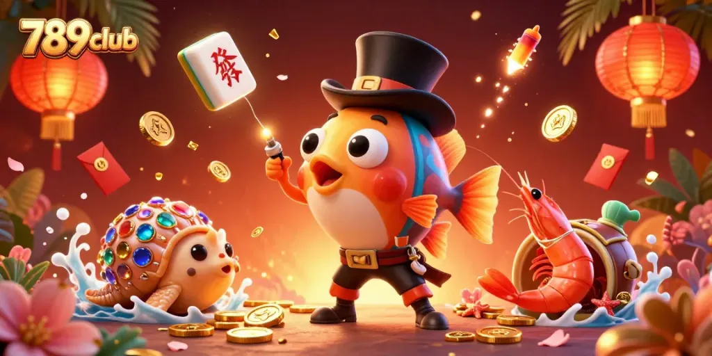 Experience thrilling gameplay with 789club's vibrant 3D illustration featuring dynamic casino elements and characters.