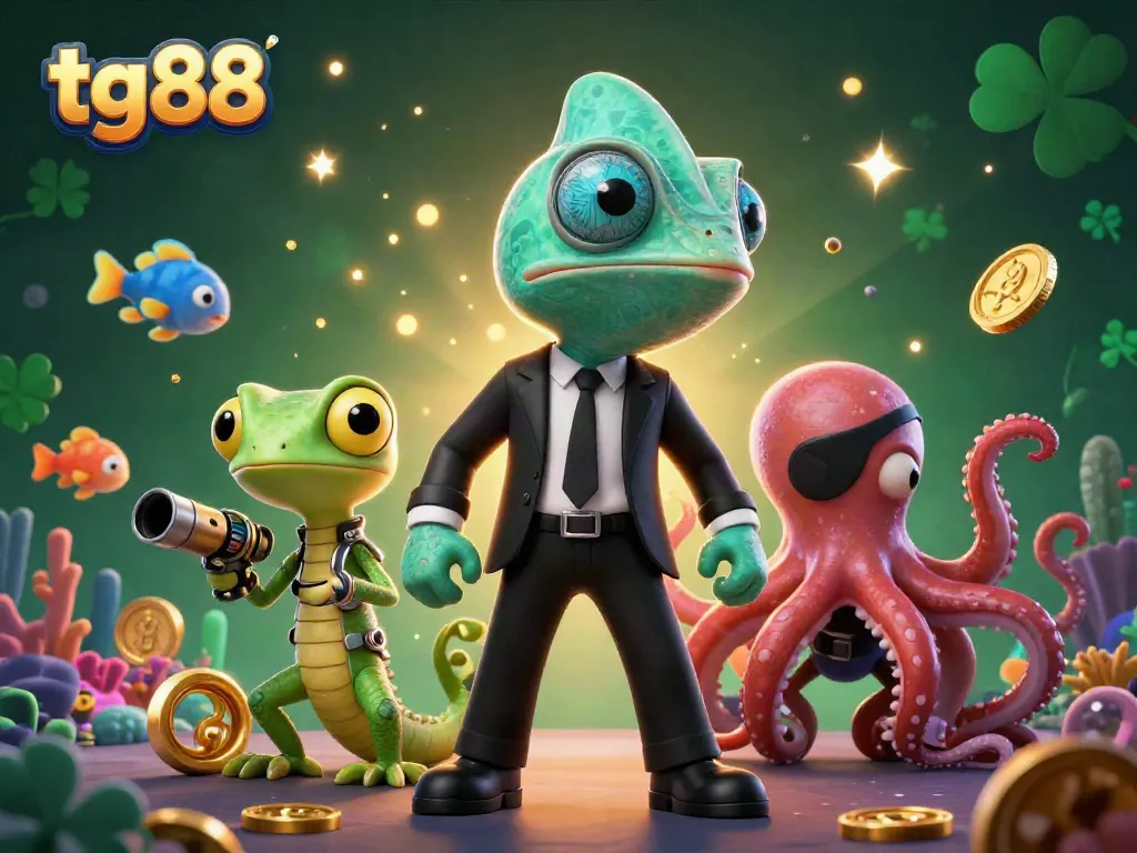 Experience thrilling fish shooting action with tg 88's vibrant underwater gaming scene featuring colorful characters and gold coins.