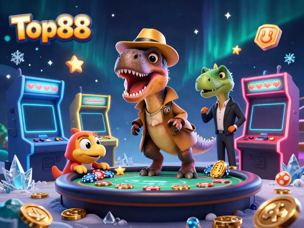 Experience the excitement of Top88 through a vibrant illustration of a card counter and pit boss in action.