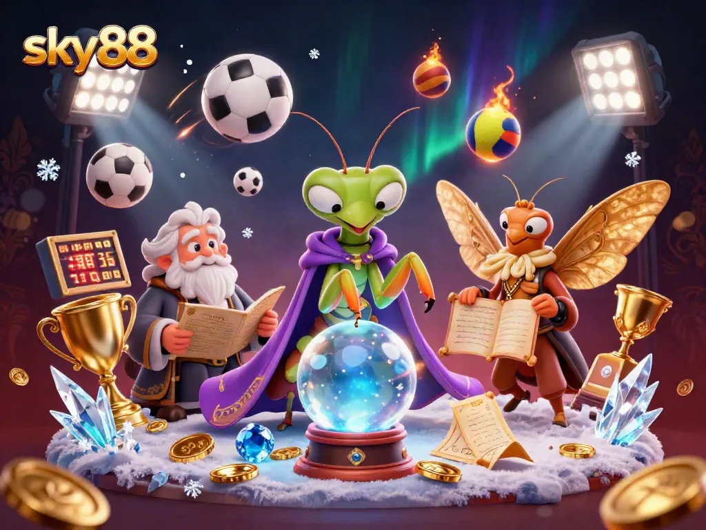 Engage with sky88 through this vibrant 3D casino illustration showcasing exciting sports betting elements.