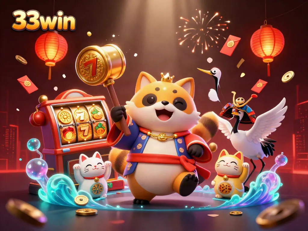 Experience the vibrant gaming excitement at 33win with a lively casino festival scene.
