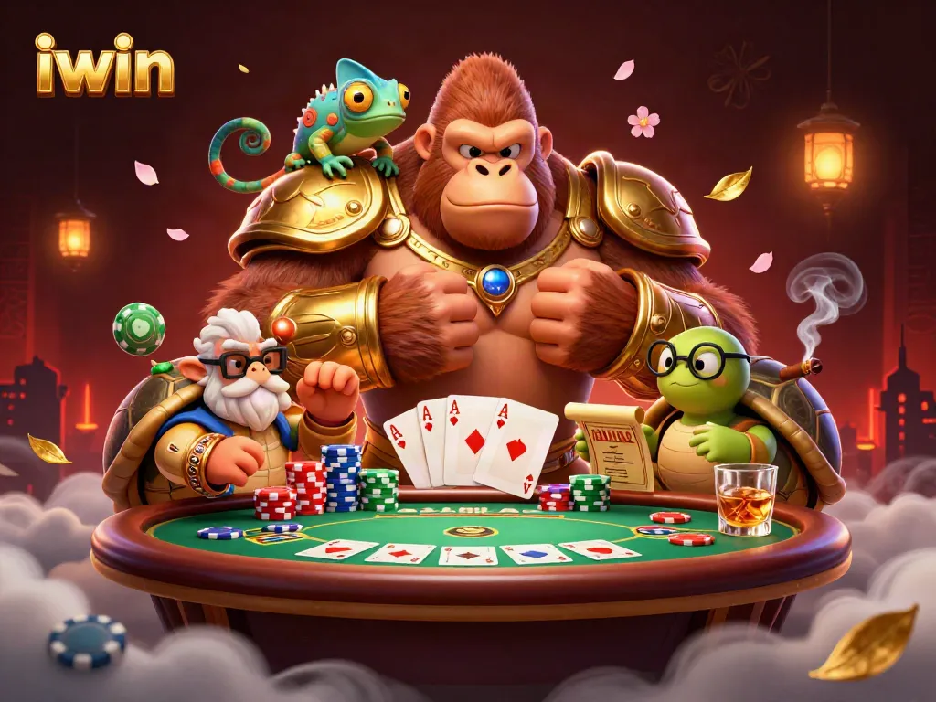 Experience iwin's thrilling gaming world with a powerful gorilla king and his wise companions.